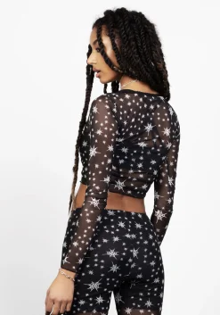 Ensnare Lace Trim Mesh Top