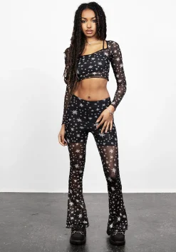Ensnare Lace Trim Mesh Top