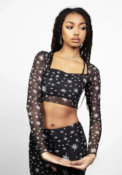 Ensnare Lace Trim Mesh Top