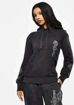 Entwined Rose Graphic Print Longline Hoody