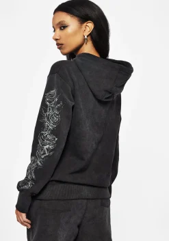 Entwined Rose Graphic Print Longline Hoody