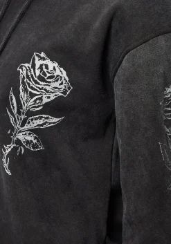 Entwined Rose Graphic Print Longline Hoody