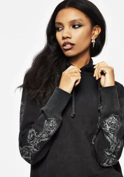 Entwined Rose Graphic Print Longline Hoody