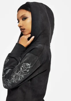 Entwined Rose Graphic Print Longline Hoody
