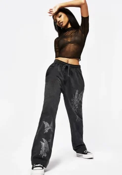 Entwined Rose Graphic Print Straight Leg Sweatpants