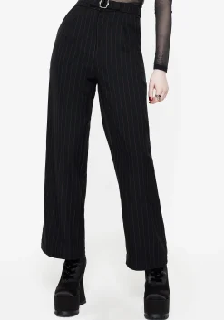 Enyo Belt Detail Stripe Wide Leg Trouser