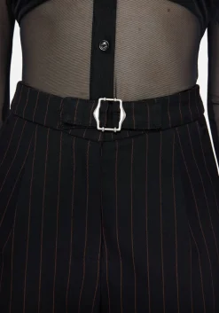 Enyo Belt Detail Stripe Wide Leg Trouser