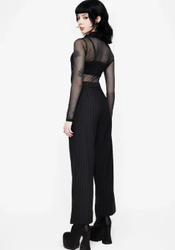 Enyo Belt Detail Stripe Wide Leg Trouser