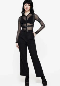 Enyo Belt Detail Stripe Wide Leg Trouser