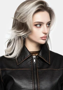 Ermania Crop Faux Leather Jacket