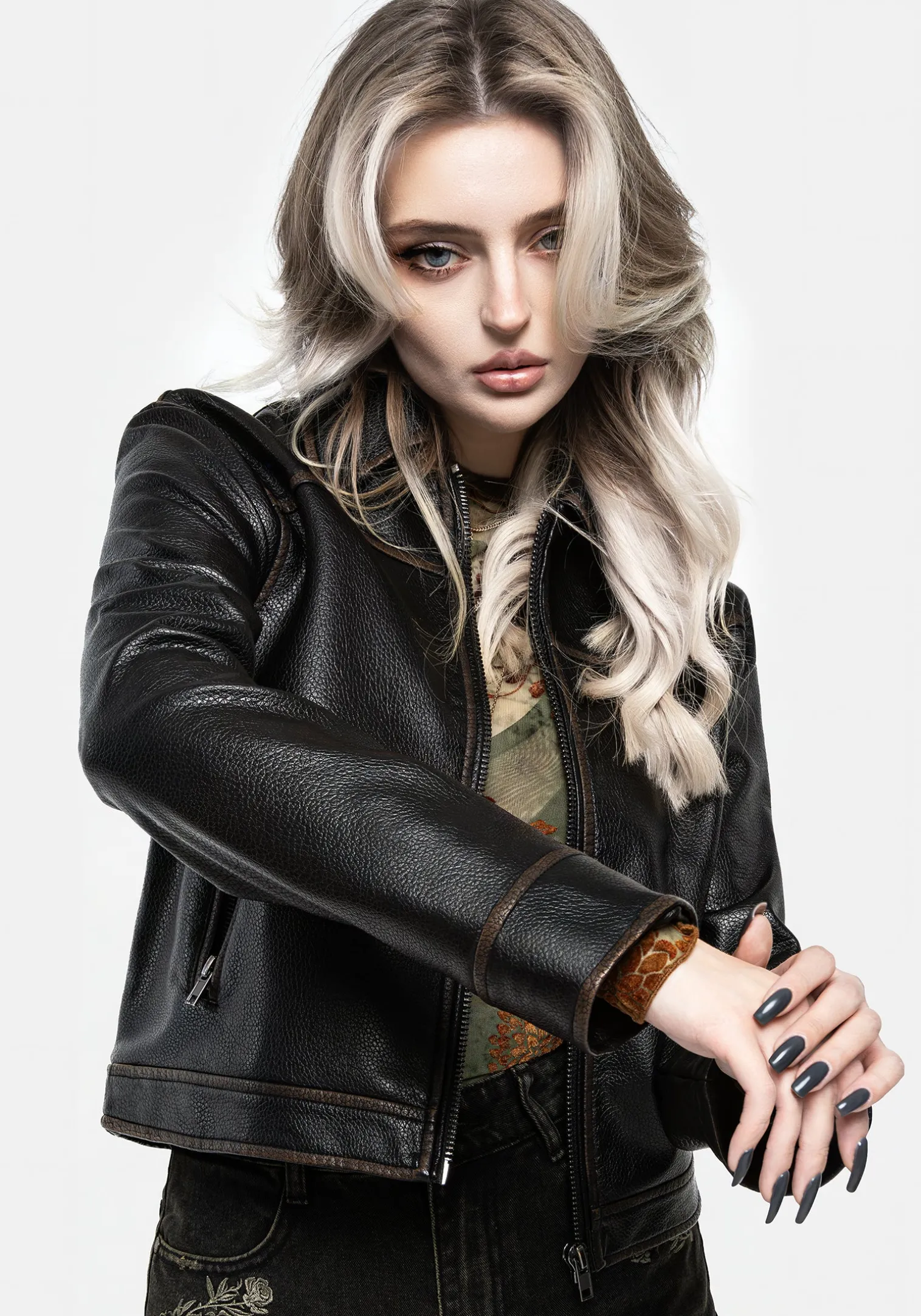 Ermania Crop Faux Leather Jacket