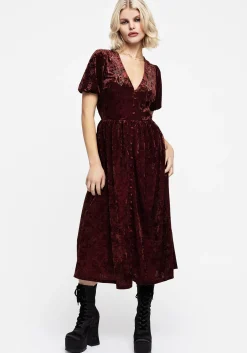 Essence Crushed Velour Button Up Midi Dress