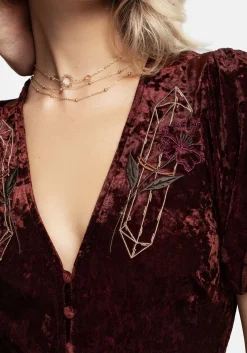 Essence Crushed Velour Button Up Midi Dress