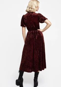 Essence Crushed Velour Button Up Midi Dress