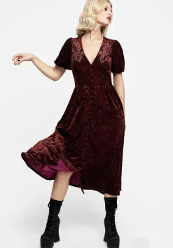 Essence Crushed Velour Button Up Midi Dress