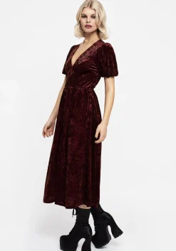 Essence Crushed Velour Button Up Midi Dress