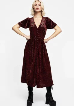 Essence Crushed Velour Button Up Midi Dress