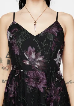 Estrid Embroidered Mesh Midaxi Cami Dress