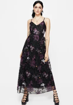 Estrid Embroidered Mesh Midaxi Cami Dress