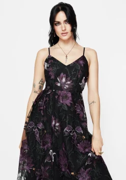 Estrid Embroidered Mesh Midaxi Cami Dress