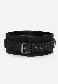 Eugenia Cross Cut Out Detail Faux Suede Waist Belt