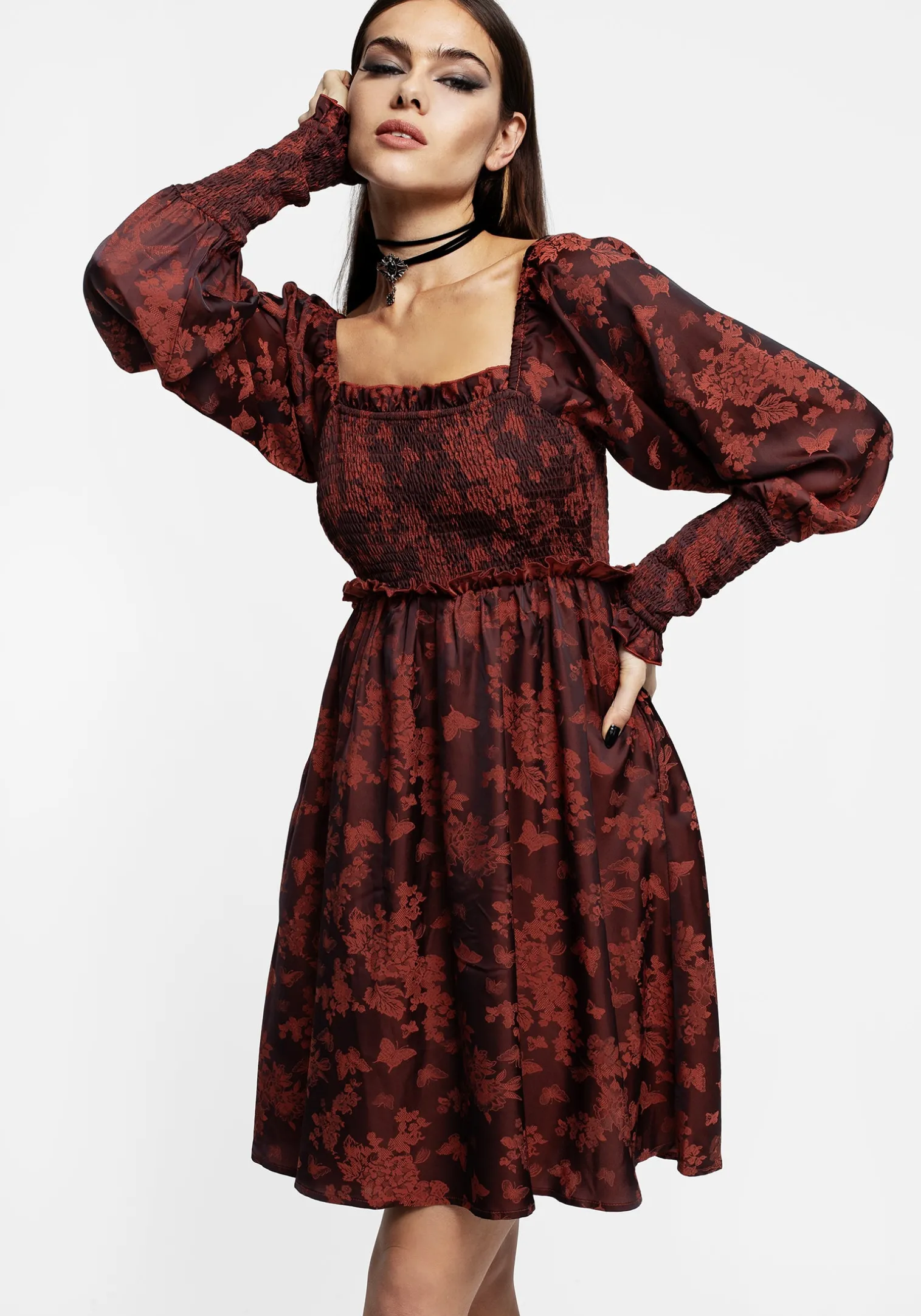Euthalia Butterfly Jacquard Mini Dress