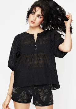 Evangeline Button Up Peplum Blouse Top