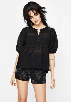 Evangeline Button Up Peplum Blouse Top
