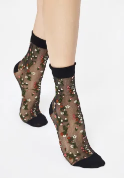 Everblooming Floral Mesh Socks