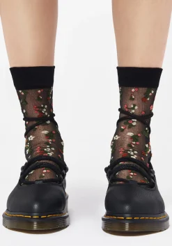 Everblooming Floral Mesh Socks