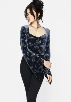 Faefire Foil Print Velour Top