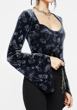 Faefire Foil Print Velour Top