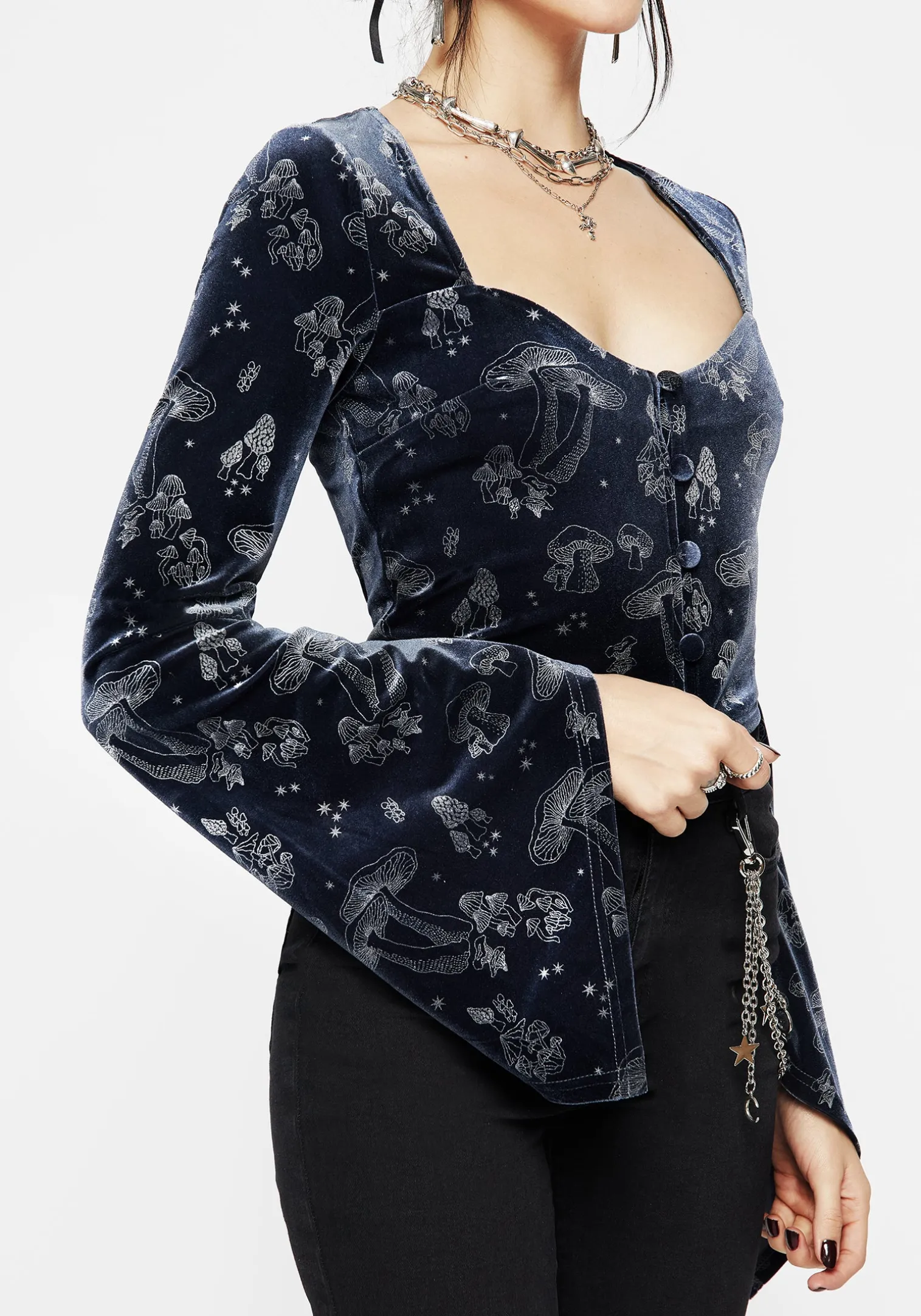 Faefire Foil Print Velour Top