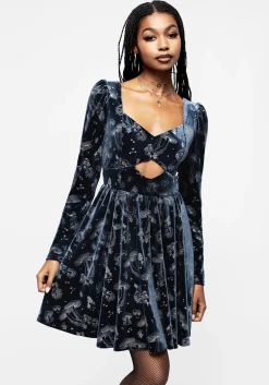 Faefire Foil Print Velour Cut Out Mini Dress