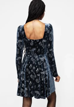 Faefire Foil Print Velour Cut Out Mini Dress