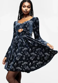 Faefire Foil Print Velour Cut Out Mini Dress