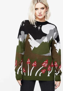 Faraway Mock Neck Knit Sweater - Green