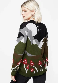 Faraway Mock Neck Knit Sweater - Green