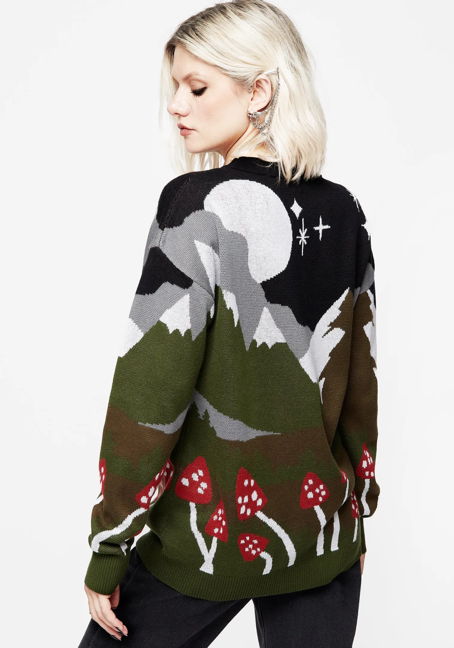 Faraway Mock Neck Knit Sweater - Green