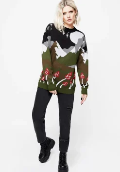 Faraway Mock Neck Knit Sweater - Green