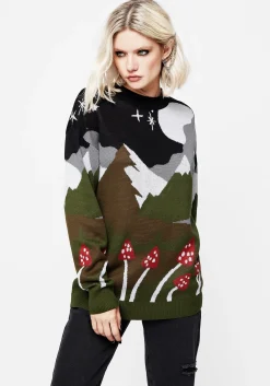 Faraway Mock Neck Knit Sweater - Green