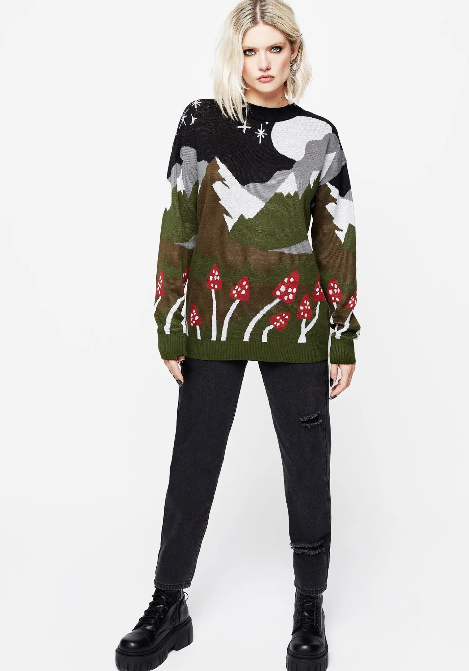 Faraway Mock Neck Knit Sweater - Green