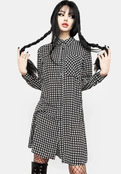 Fatale Houndstooth Shirt Dress