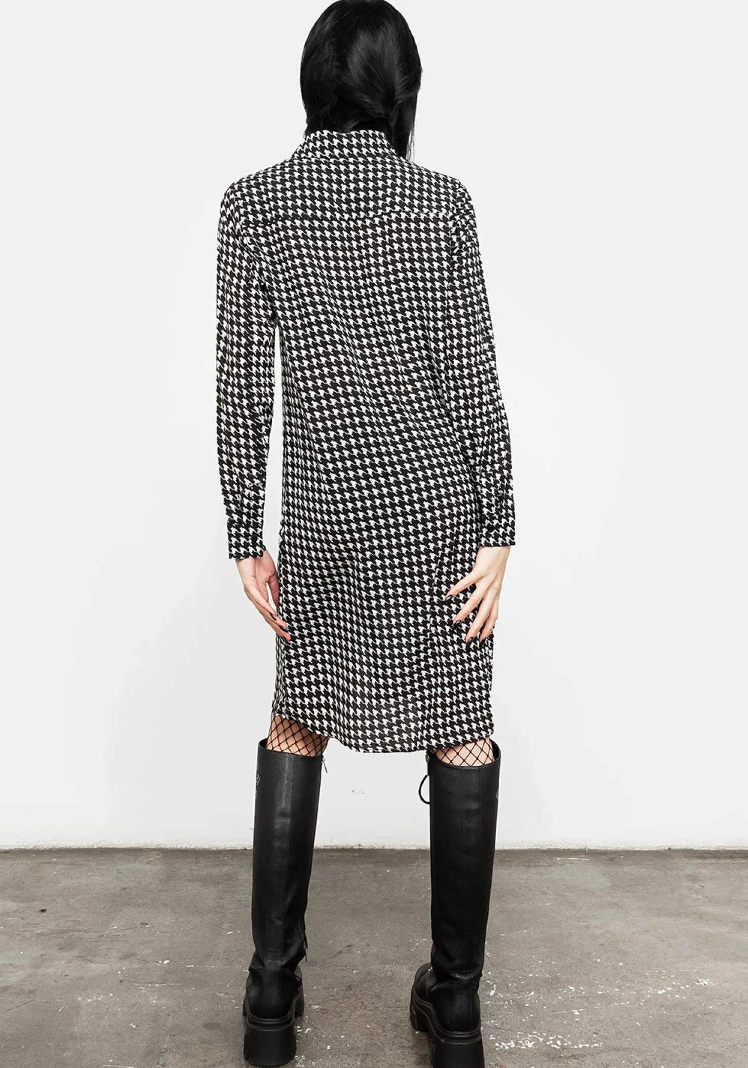 Fatale Houndstooth Shirt Dress