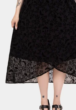 Faustina Flocked Chiffon Mock Wrap Midaxi Skirt