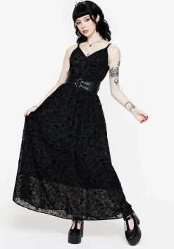 Faustina Flocked Chiffon Maxi Cami Dress