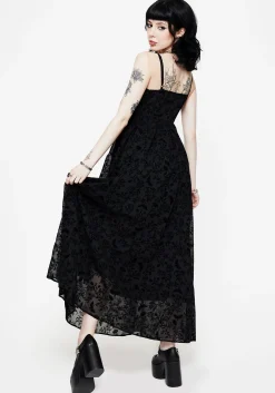 Faustina Flocked Chiffon Maxi Cami Dress
