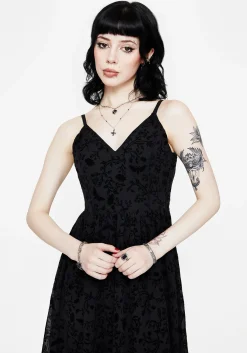 Faustina Flocked Chiffon Maxi Cami Dress