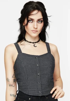Faythe Cotton Check Button Up Cami Top