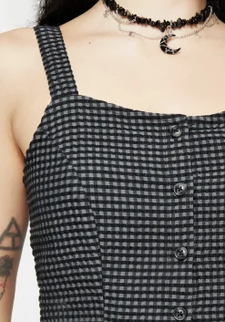 Faythe Cotton Check Button Up Cami Top